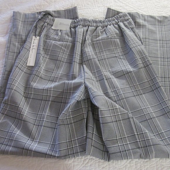 Nicole Miller New York Pants 4 Black/White Plaid Wide Leg - Picture 6 of 7
